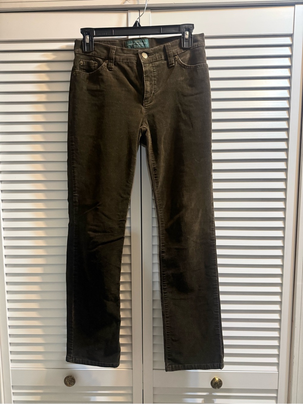 Ralph Lauren Dark Olive Corduroy Straight-Leg Pants